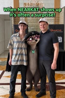 Remove the background people. Place a life-size Nearkat in the middle of the two